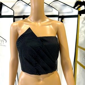 Black abstract crocodile crop top